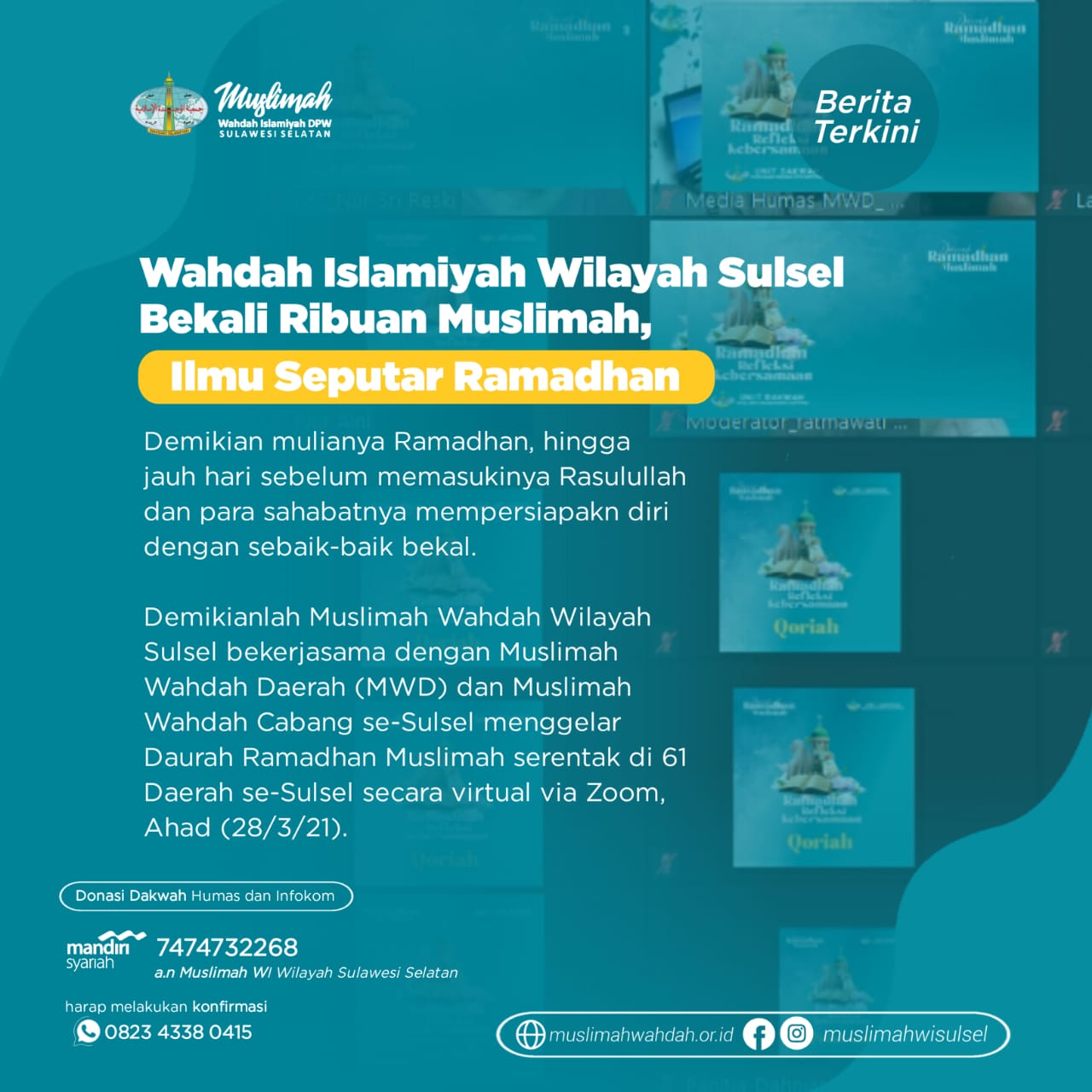 Wahdah Islamiyah Wilayah Sulsel Bekali Ribuan Muslimah Ilmu Seputar Ramadhan